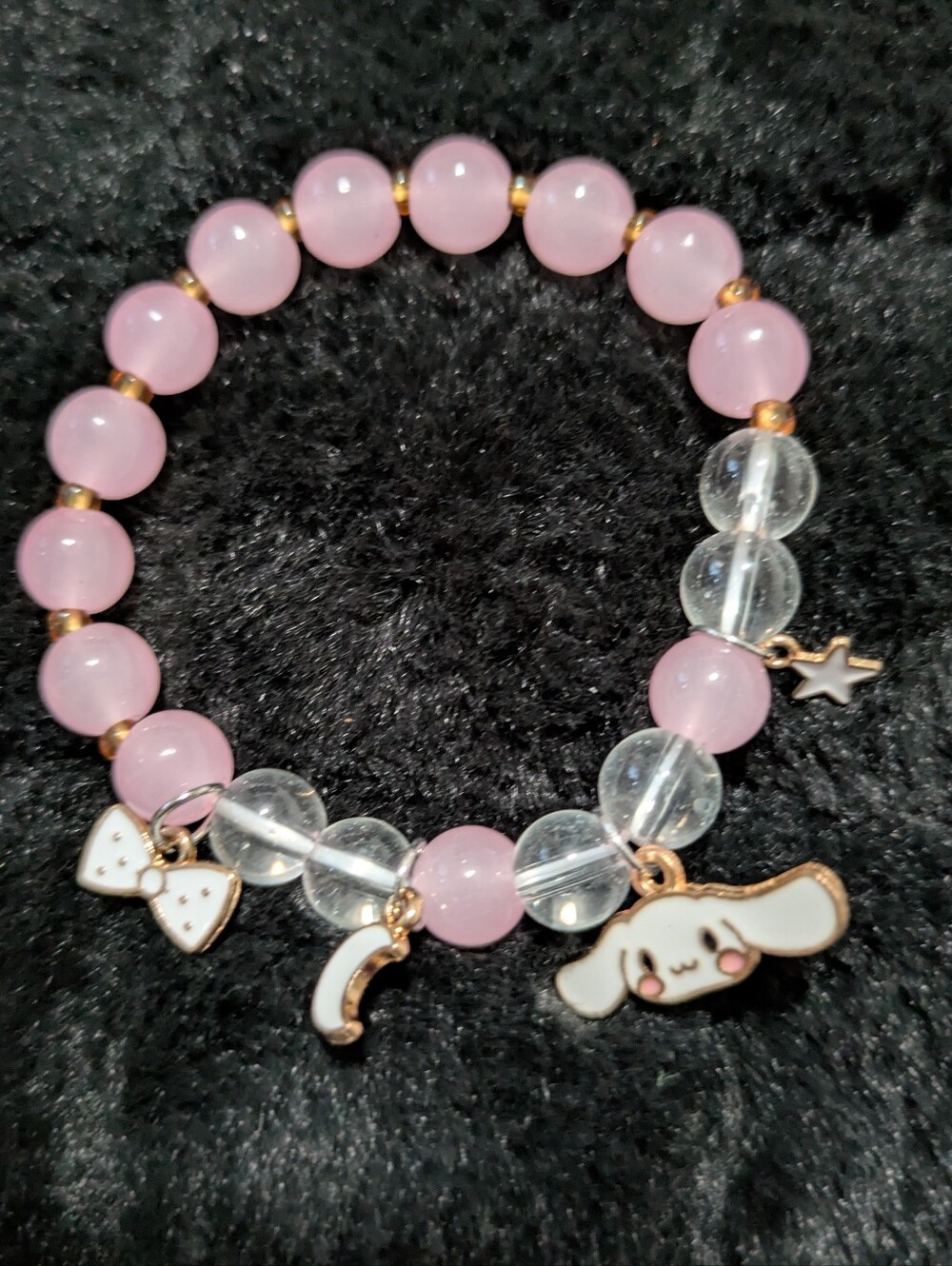Cinnamoroll Pink Beaded Charm Bracelet with Cute Character Charm